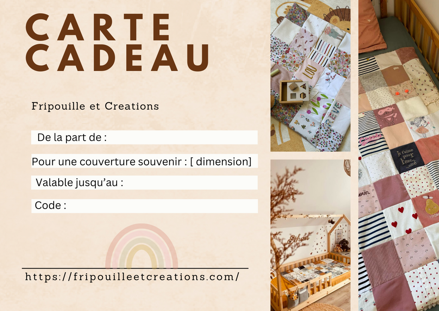 Carte cadeau couverture souvenir